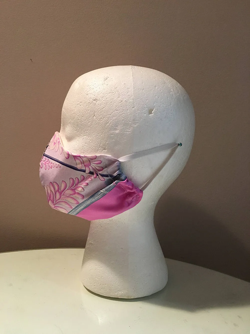 Hermes Vintage Handmade Giverny Silk Scarf Face Mask