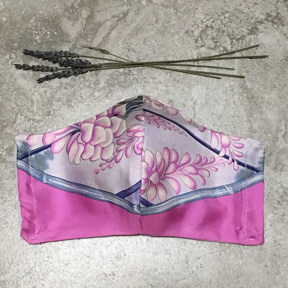 Hermes Vintage Handmade Giverny Silk Scarf Face Mask