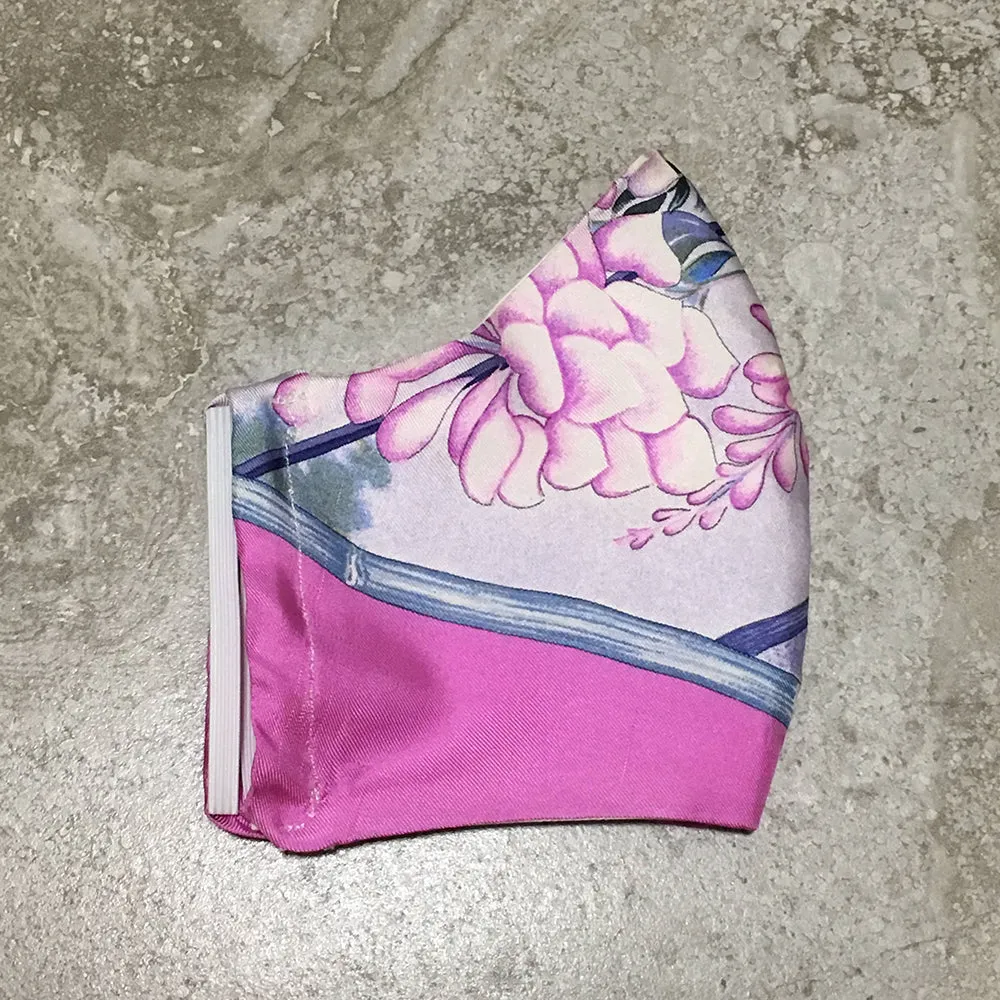 Hermes Vintage Handmade Giverny Silk Scarf Face Mask