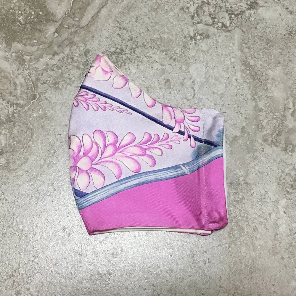 Hermes Vintage Handmade Giverny Silk Scarf Face Mask