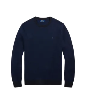 Herringbone-knit Washable Wool Sweater - Navy