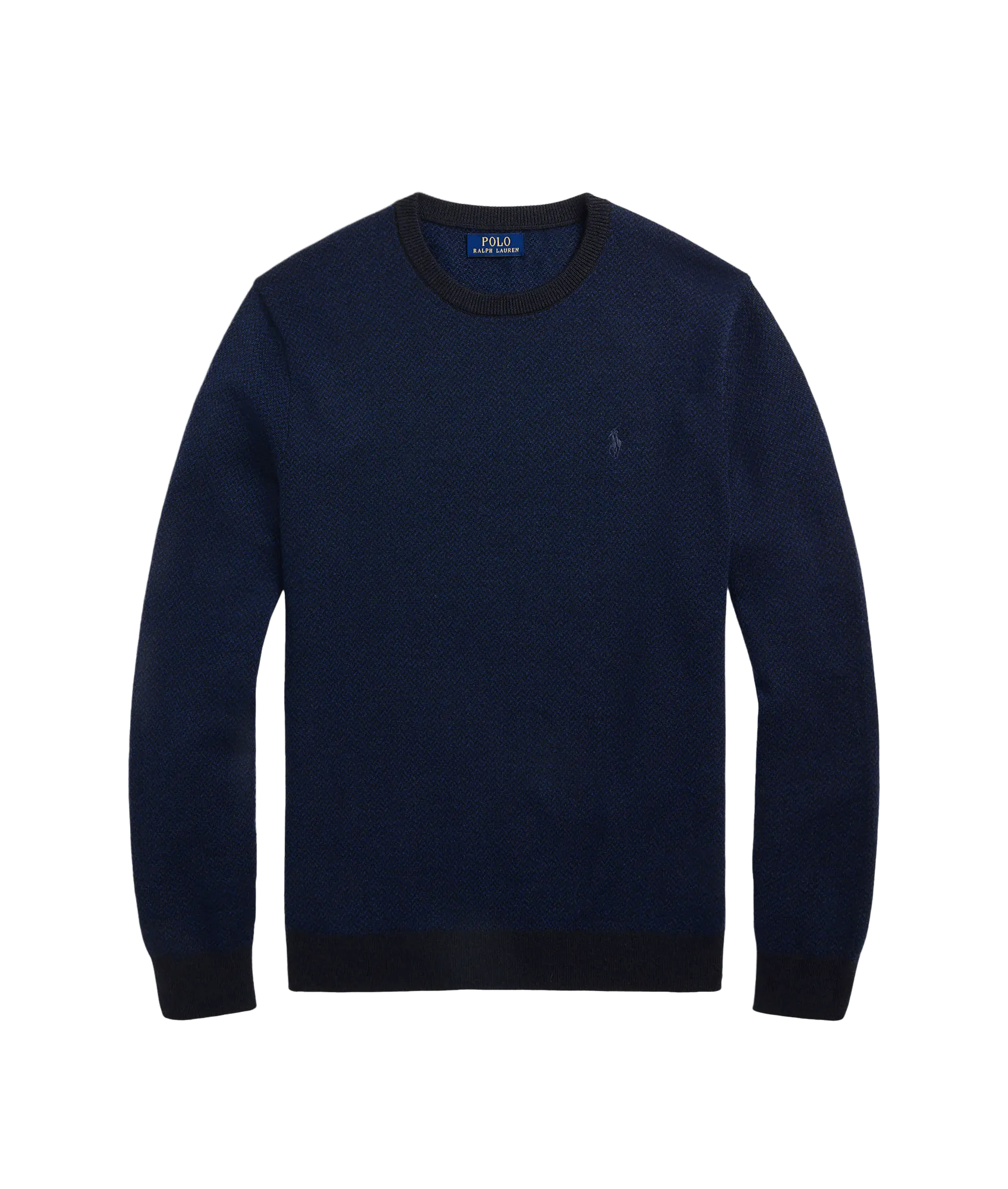 Herringbone-knit Washable Wool Sweater - Navy