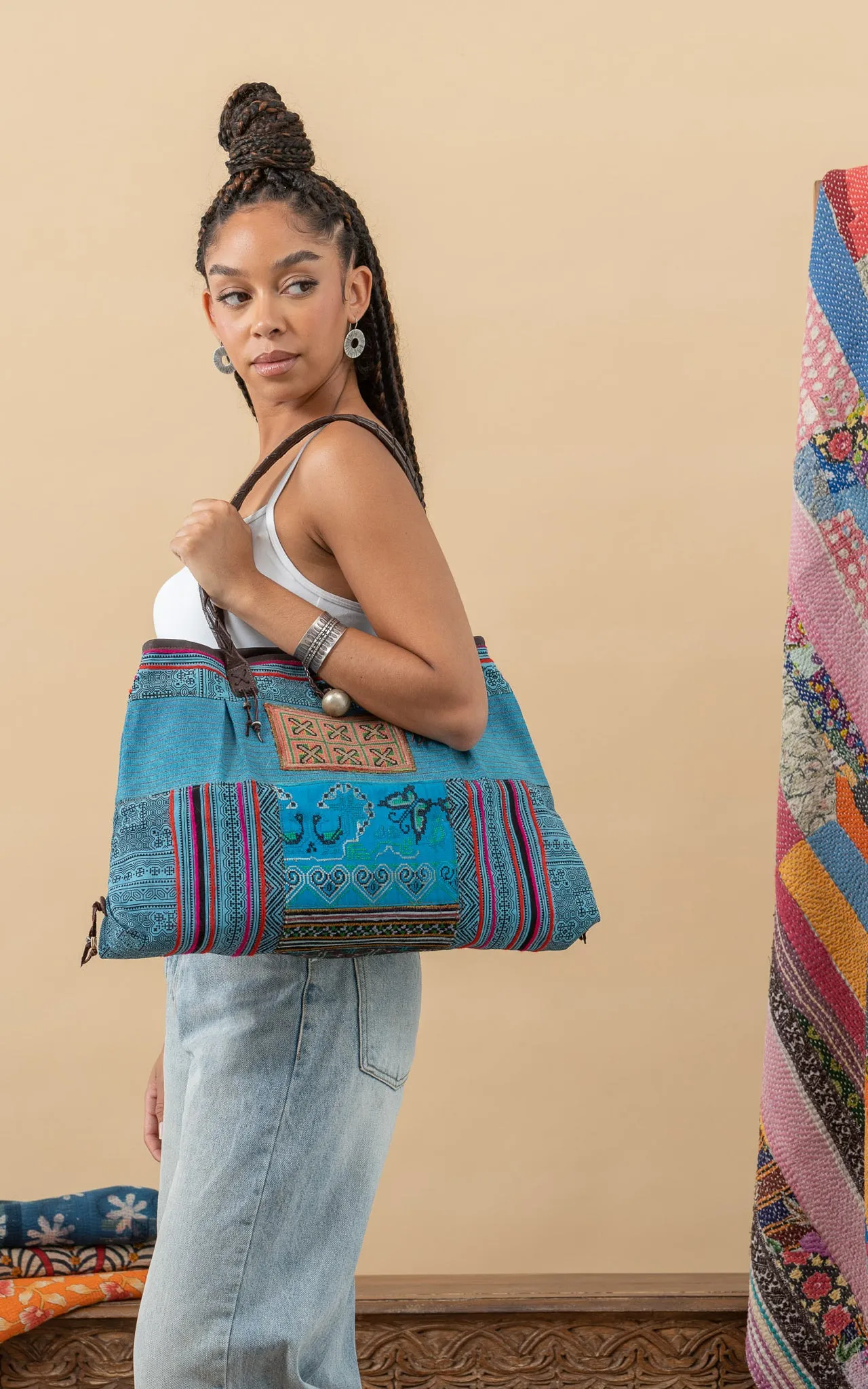 Hill Tribe Shoulder Bag, Turquoise