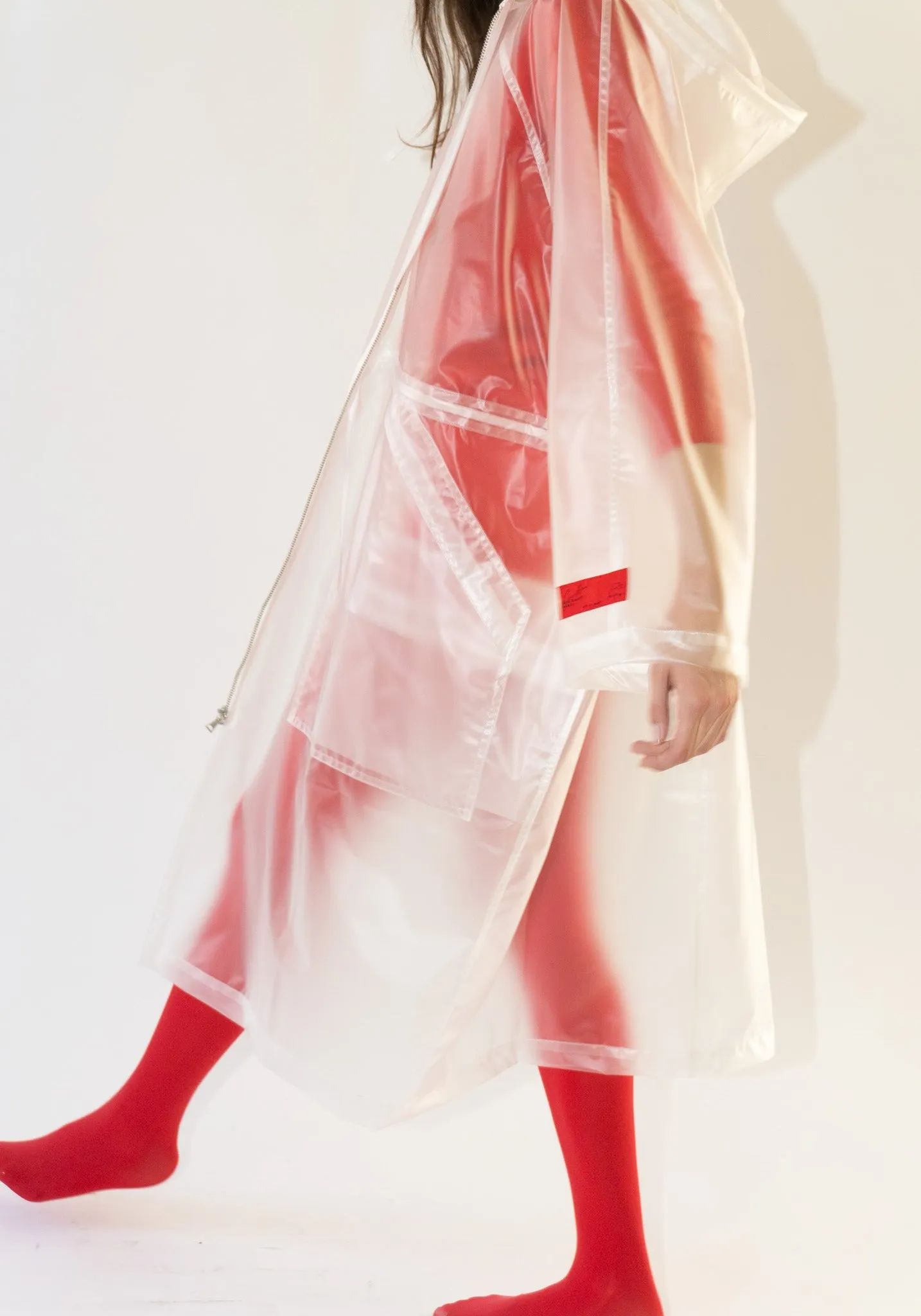Hooded Transparent Raincoat in Clear