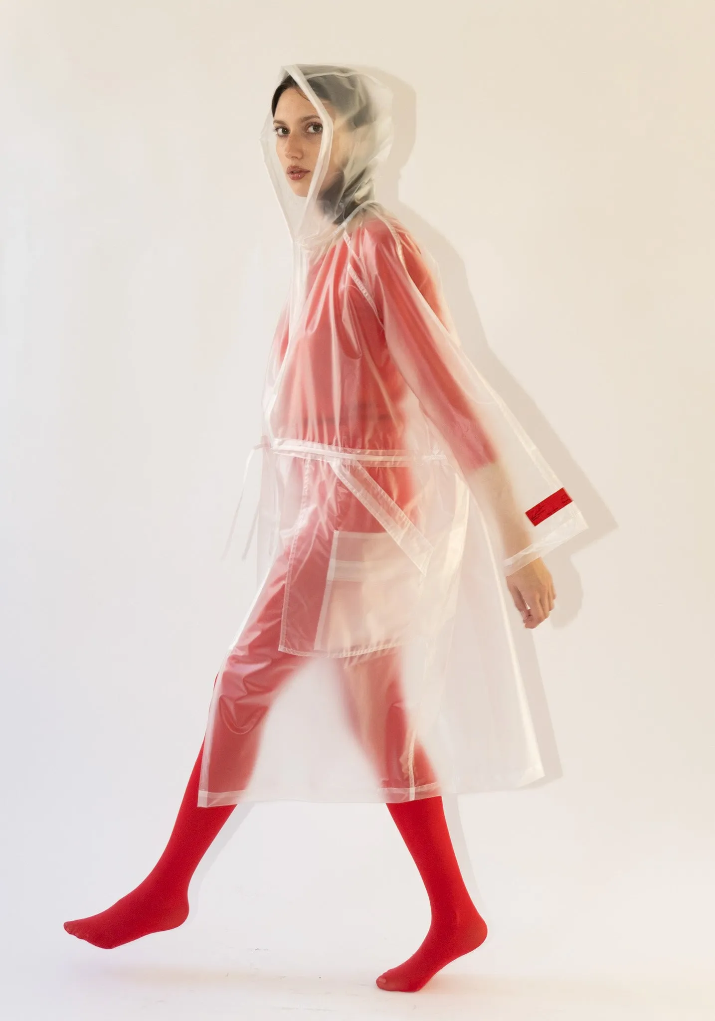 Hooded Transparent Raincoat in Clear