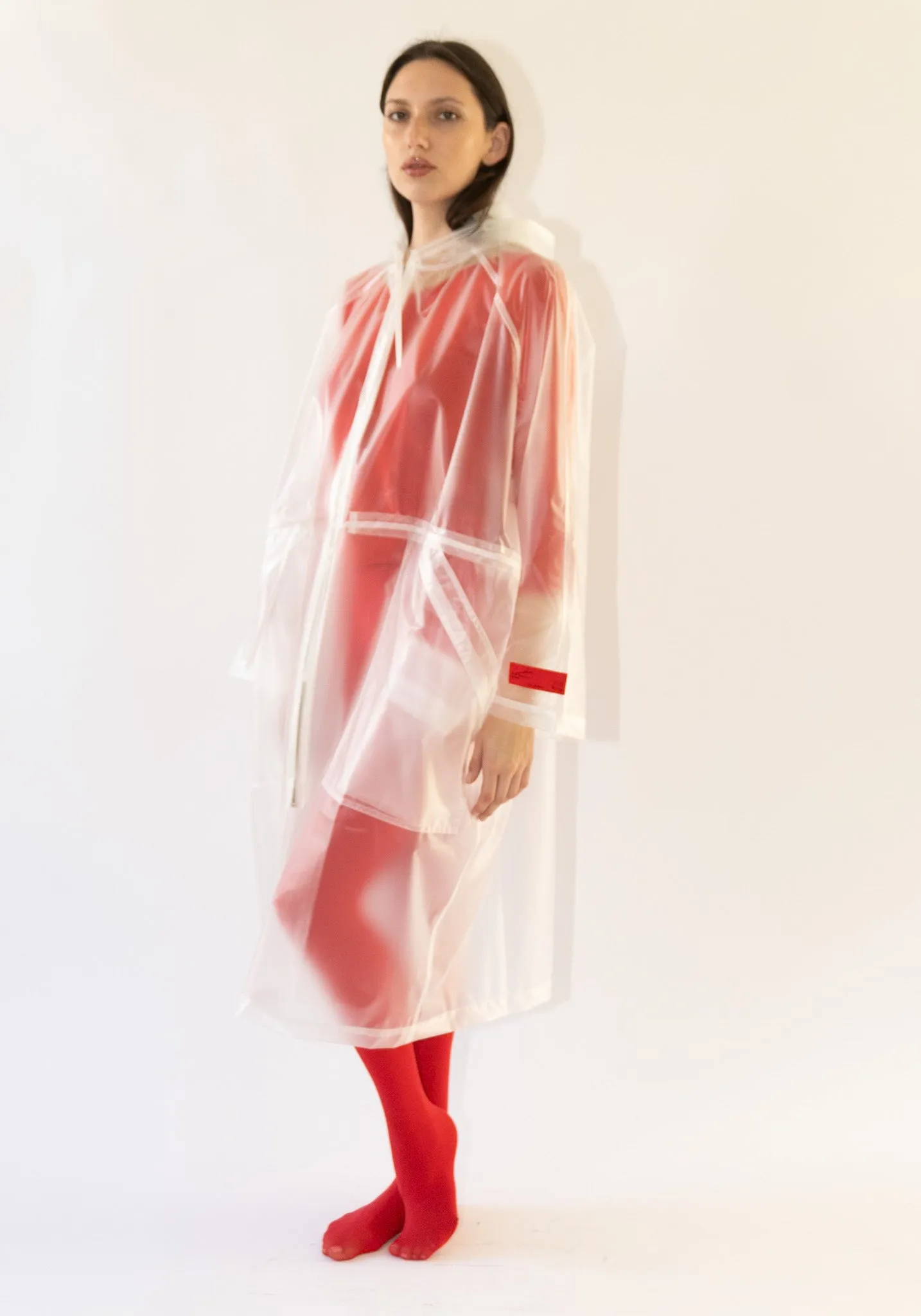Hooded Transparent Raincoat in Clear