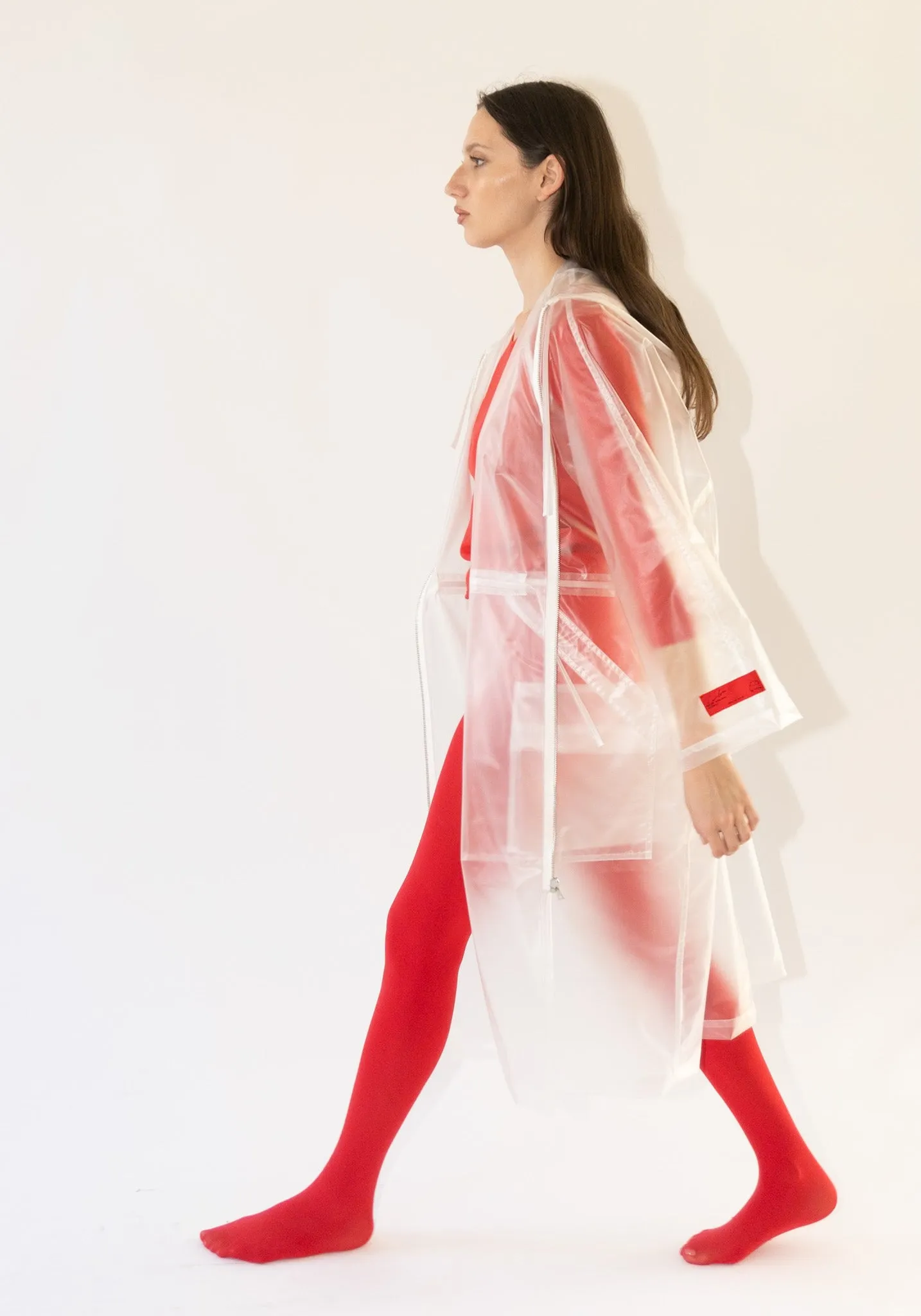 Hooded Transparent Raincoat in Clear