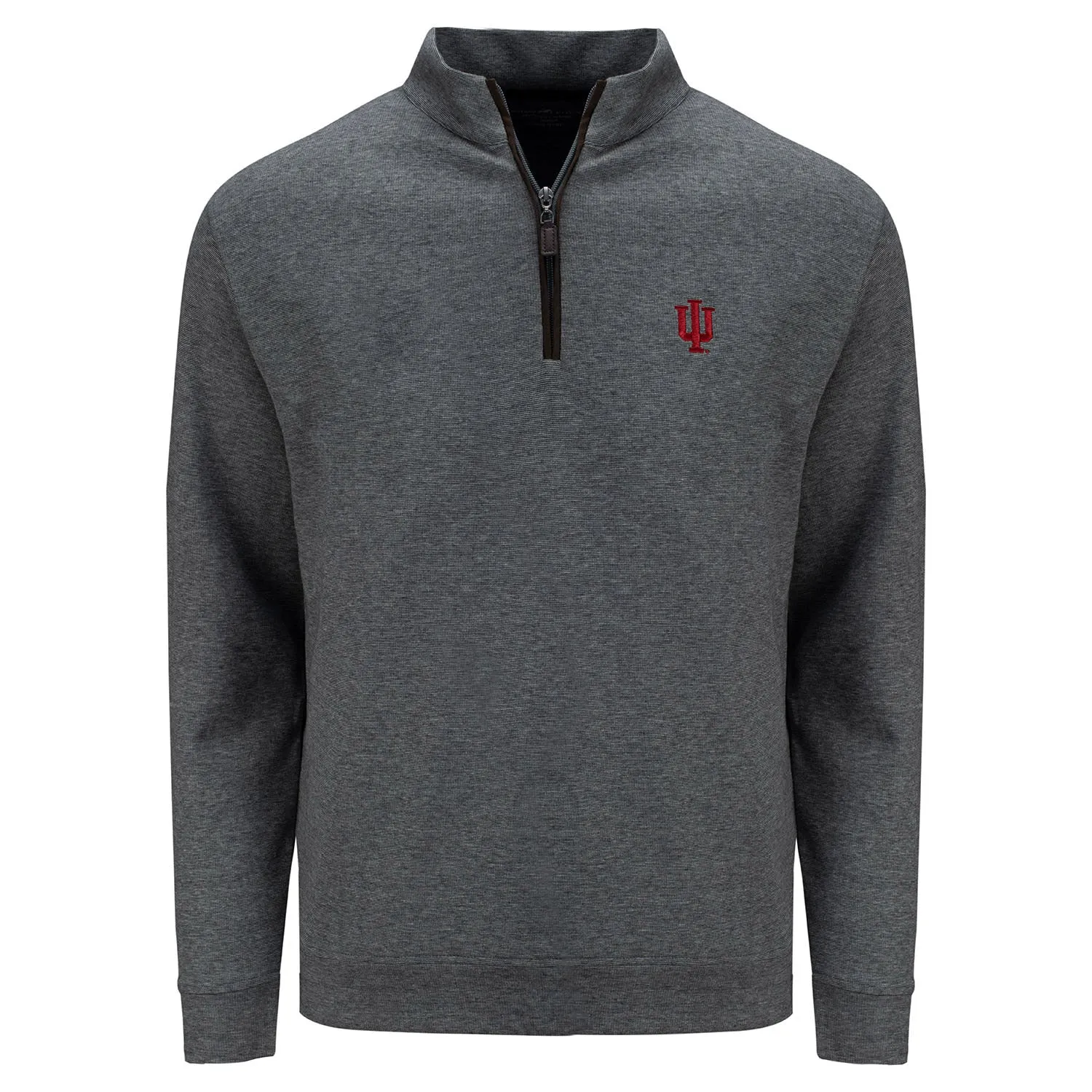 Indiana Hoosiers End to End Interlocking Logo 1/4 Zip Grey Jacket
