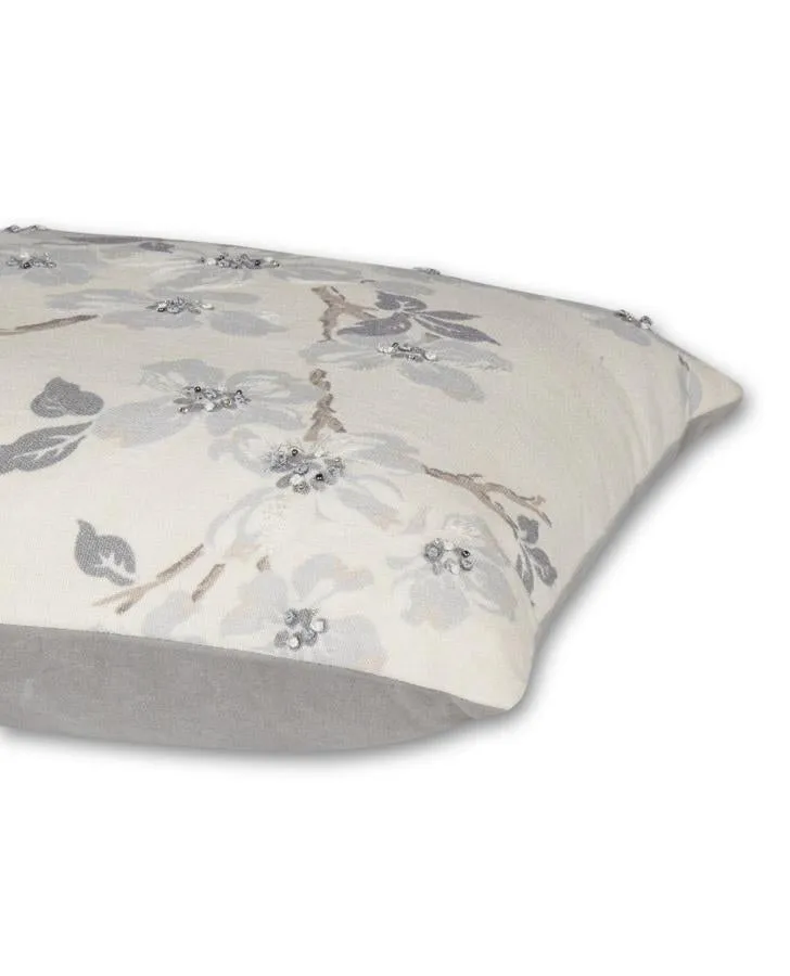 Iona Slate Printed and Beaded Cushion