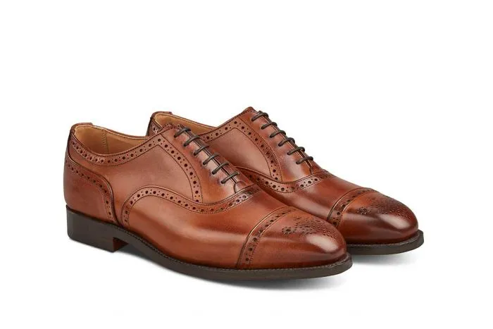 Kensington Toecap Oxford City Shoe - Beechnut Burnished