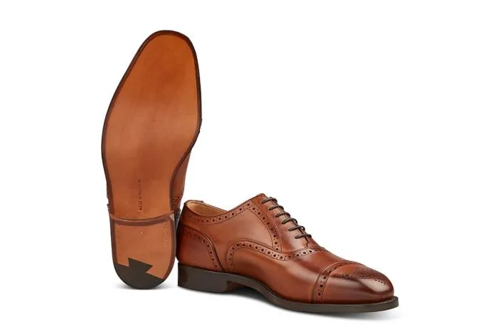 Kensington Toecap Oxford City Shoe - Beechnut Burnished