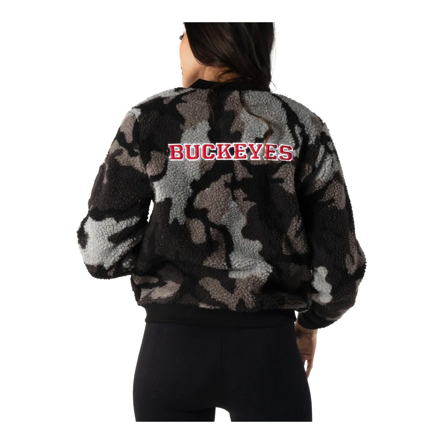 Ladies Ohio State Buckeyes Sherpa Bomber Full Zip Jacket