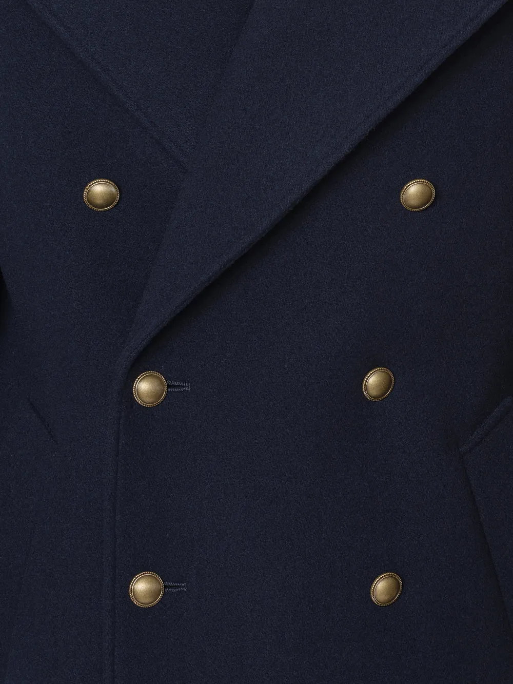 Long Oversized Cocoon Coat -- Navy