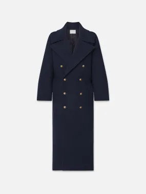 Long Oversized Cocoon Coat -- Navy