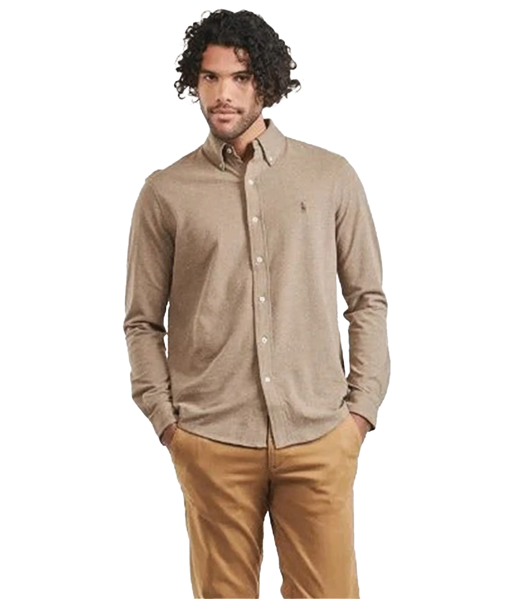 Long Sleeve Button Up Shirt - Beige
