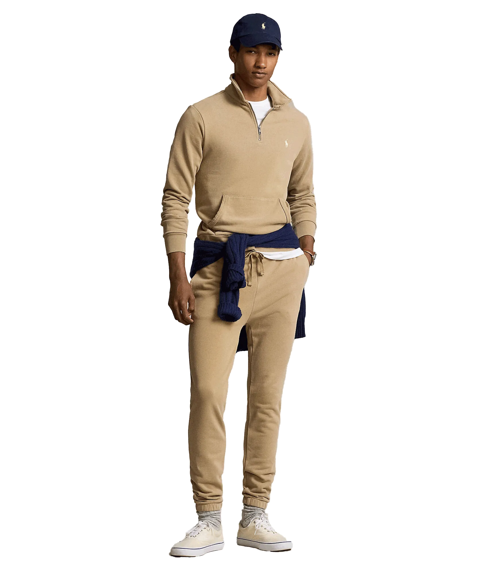 Loopback Fleece Quarter-zip Sweatshirt - Beige