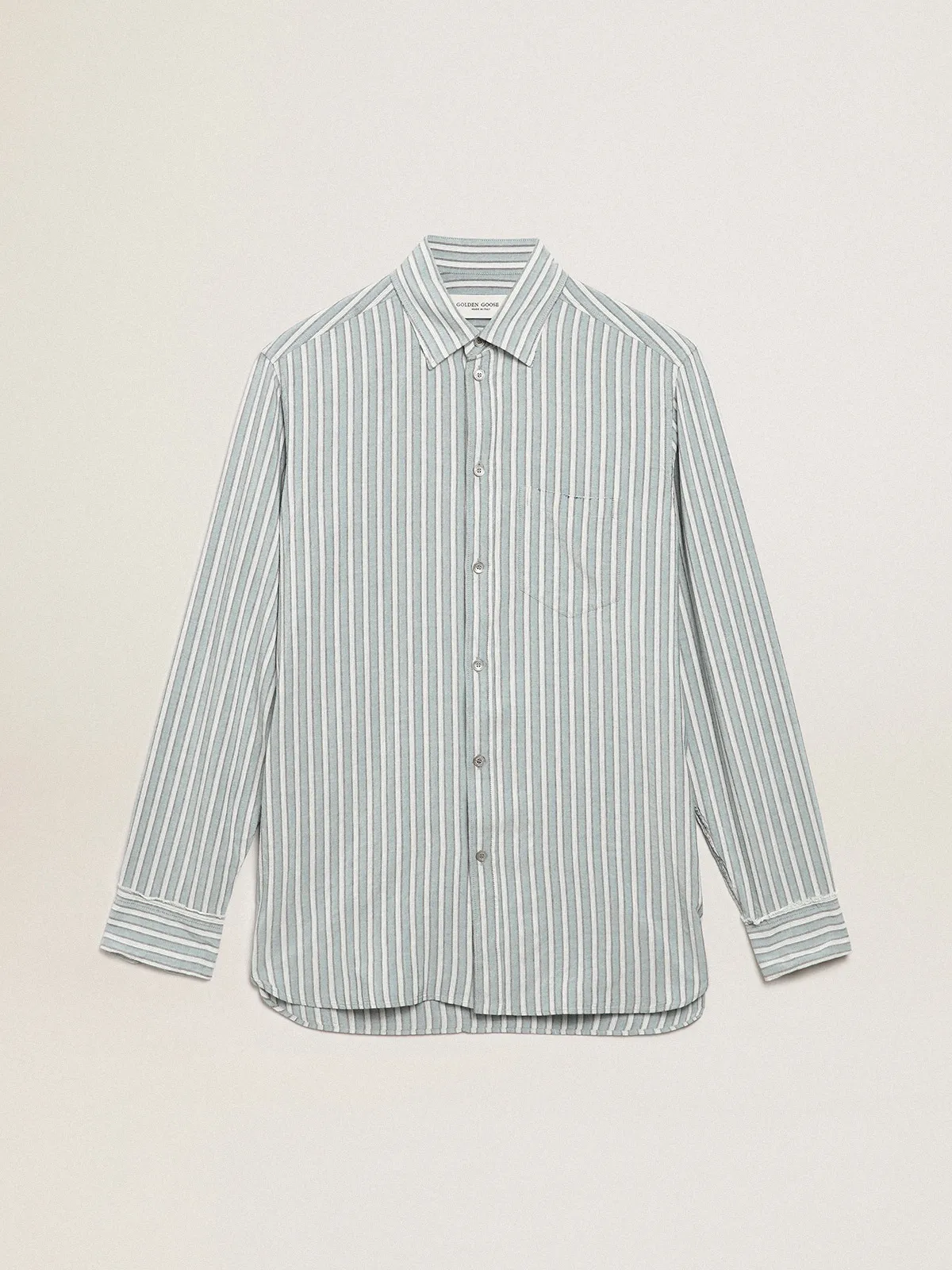 Men's shirt in viscose with stripes