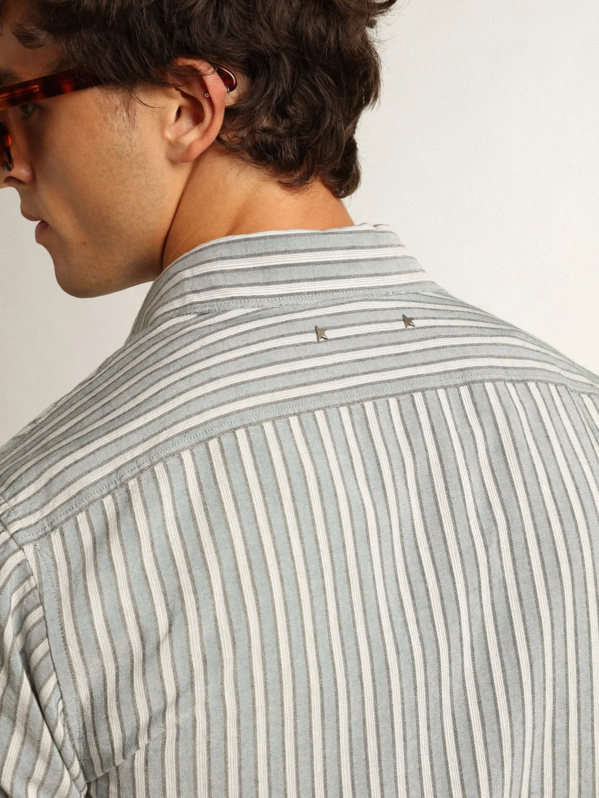 Men's shirt in viscose with stripes