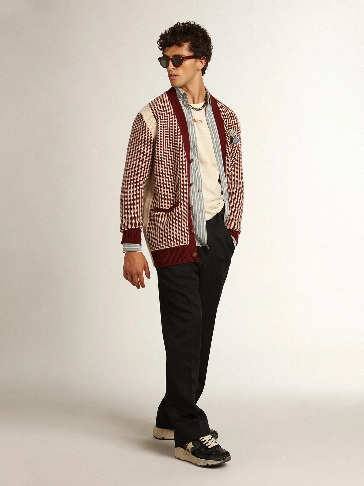 Men's shirt in viscose with stripes