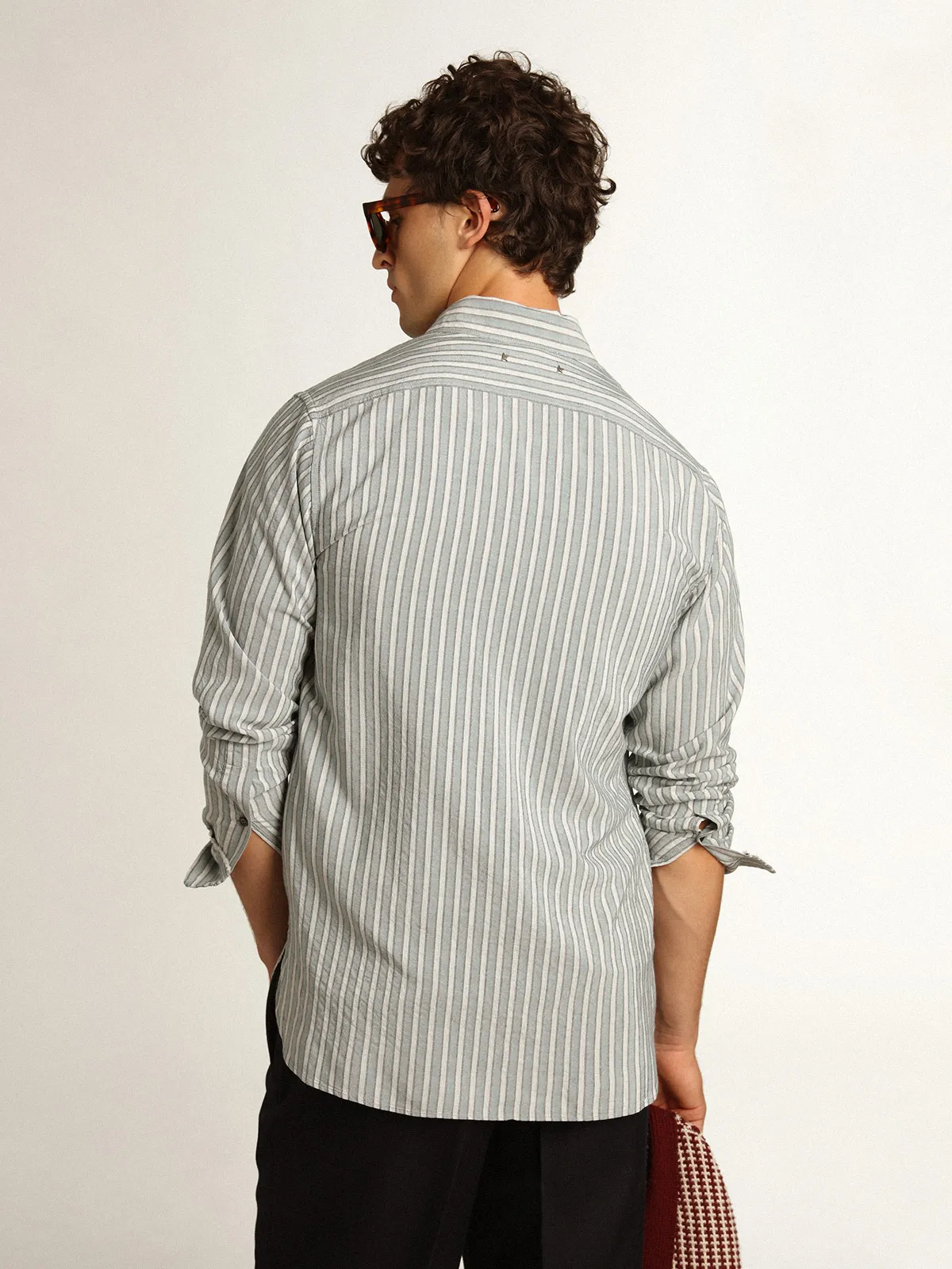 Men's shirt in viscose with stripes