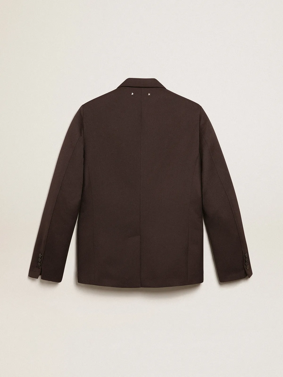 Men's single-breasted blazer in licorice wool gabardine