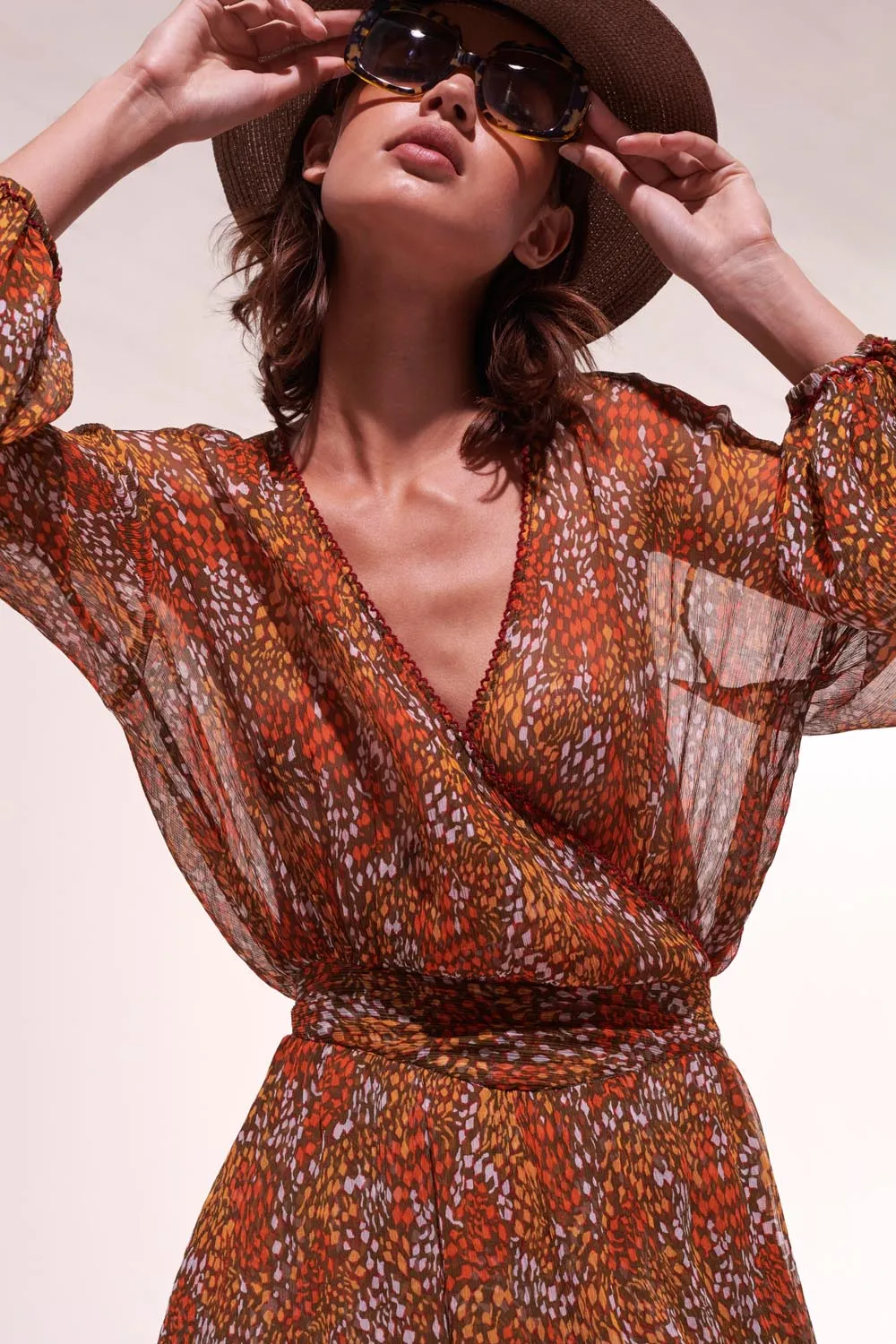 Mini Dress Adela - Khaki Geo Animalier