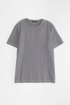 NS2175-1 Mini Stripe Pocket Crew Neck in Blue