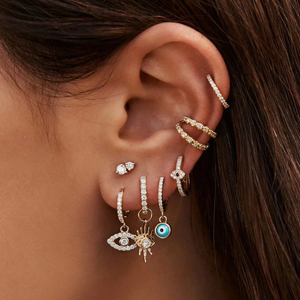 PAVE DIAMOND EYE DROP MINI HOOP