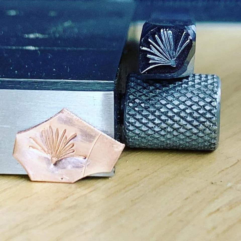 Pine Sprig. Two sizes. Engraved Metal Hand Stamp Handmade.
