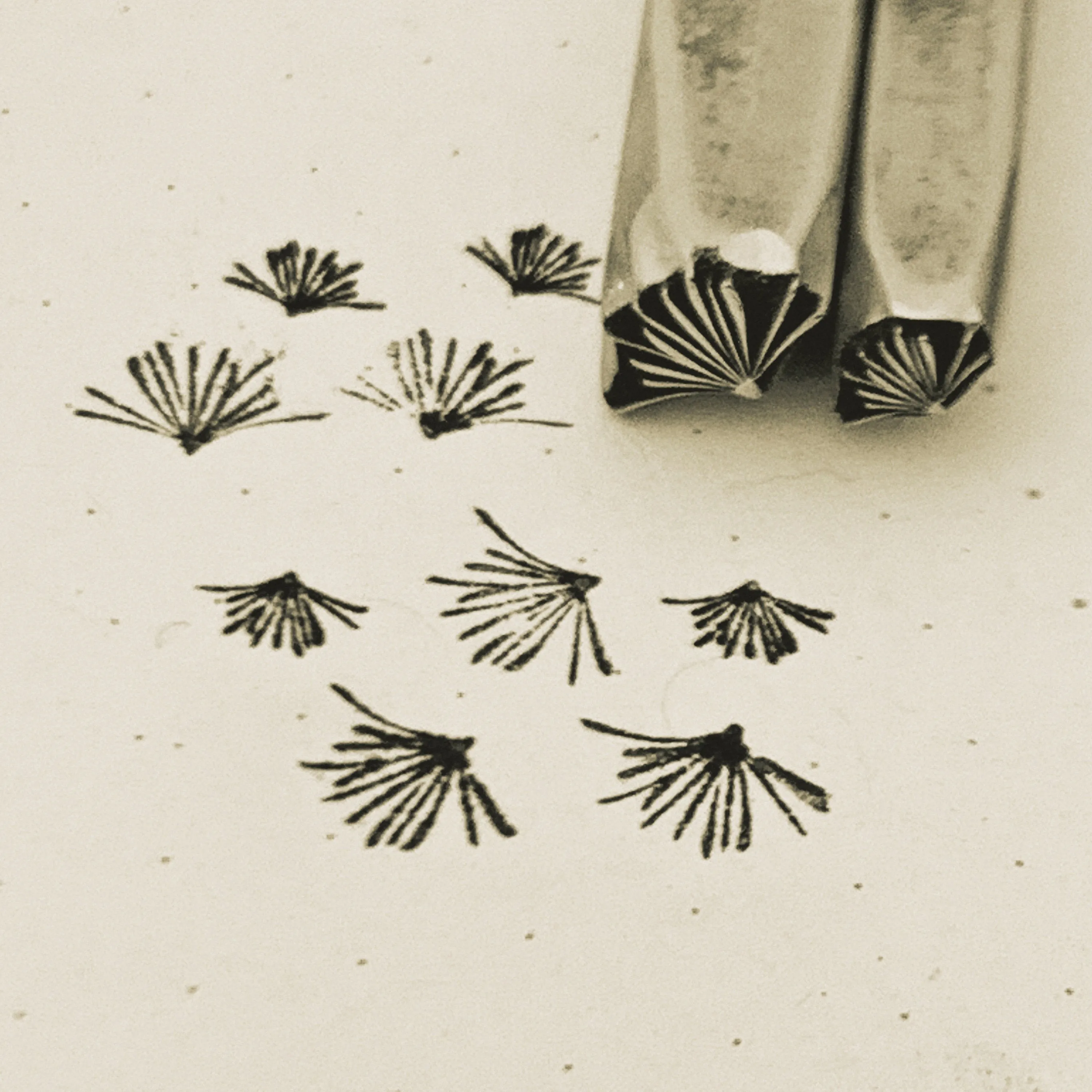 Pine Sprig. Two sizes. Engraved Metal Hand Stamp Handmade.