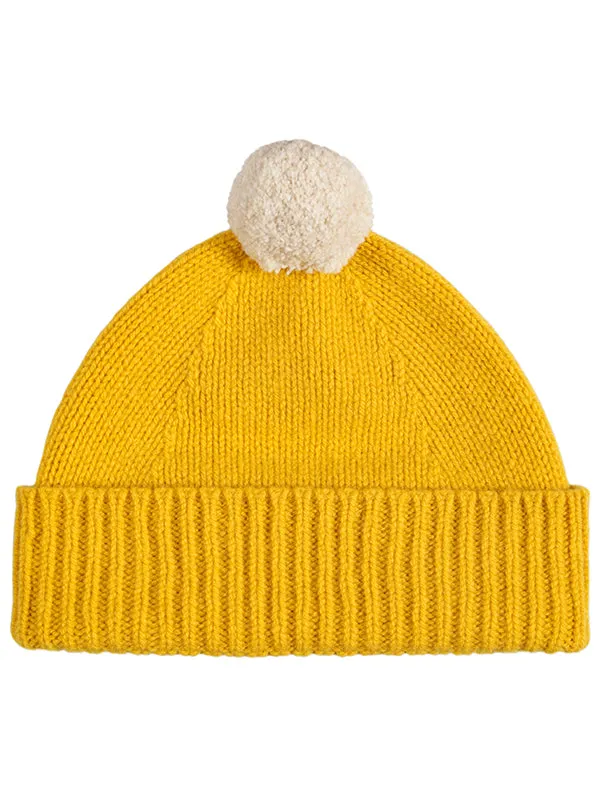 Plain Hat Contrast Pompom Poppy & Fiji