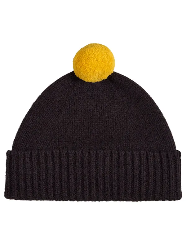 Plain Hat Contrast Pompom Poppy & Fiji