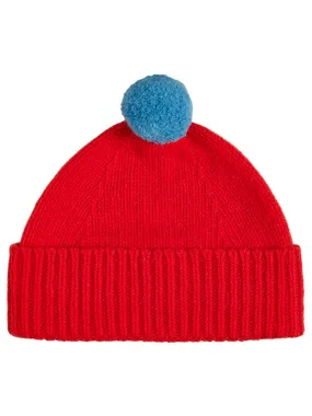 Plain Hat Contrast Pompom Poppy & Fiji