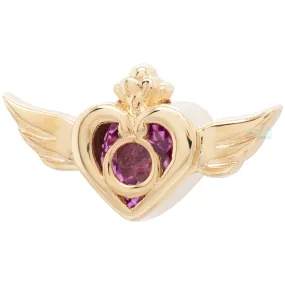 "Crisis Moon" Threaded End in Gold with Pink Sapphire
