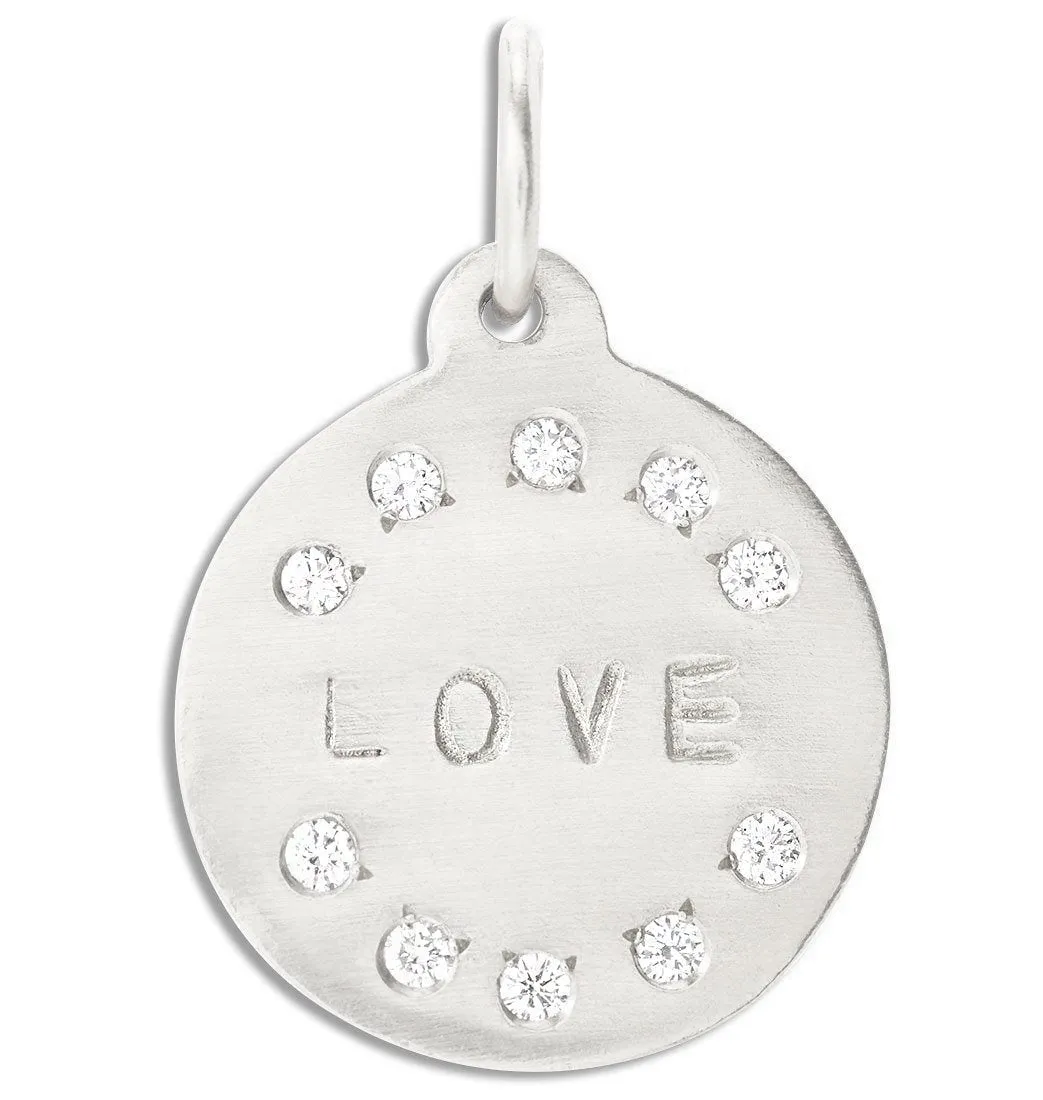"Love" Disk Charm Pavé Diamonds