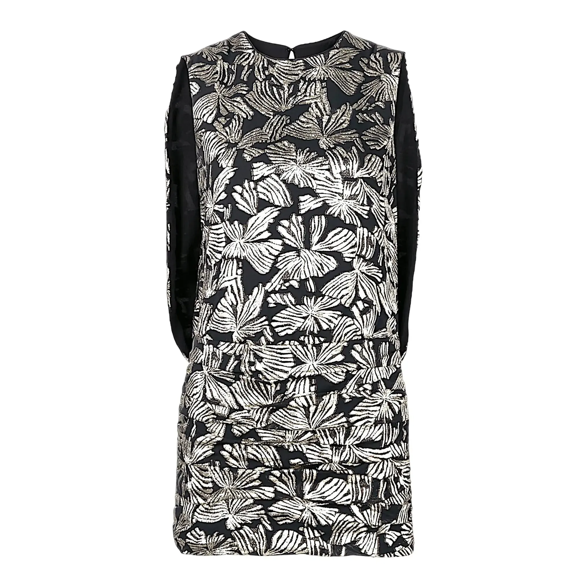 Saint Laurent Floral Lamé Mini Dress