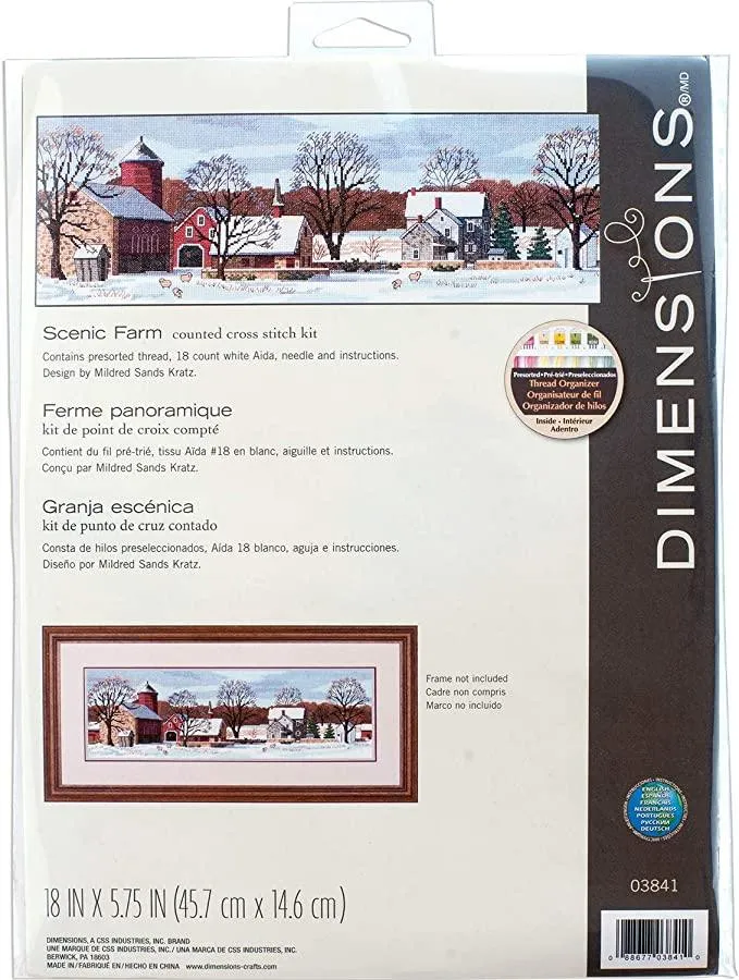 SCENIC FARM, Counted Cross Stitch Kit, 18 Count White Aida, DIMENSIONS (03841)