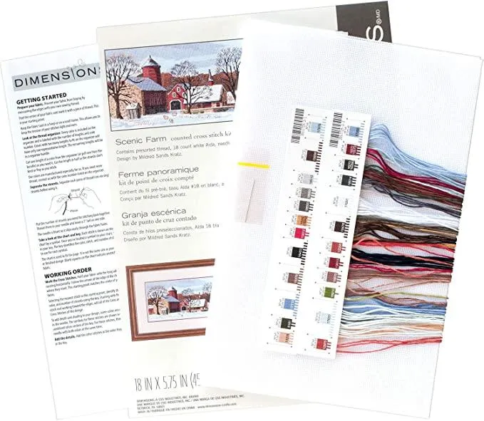 SCENIC FARM, Counted Cross Stitch Kit, 18 Count White Aida, DIMENSIONS (03841)