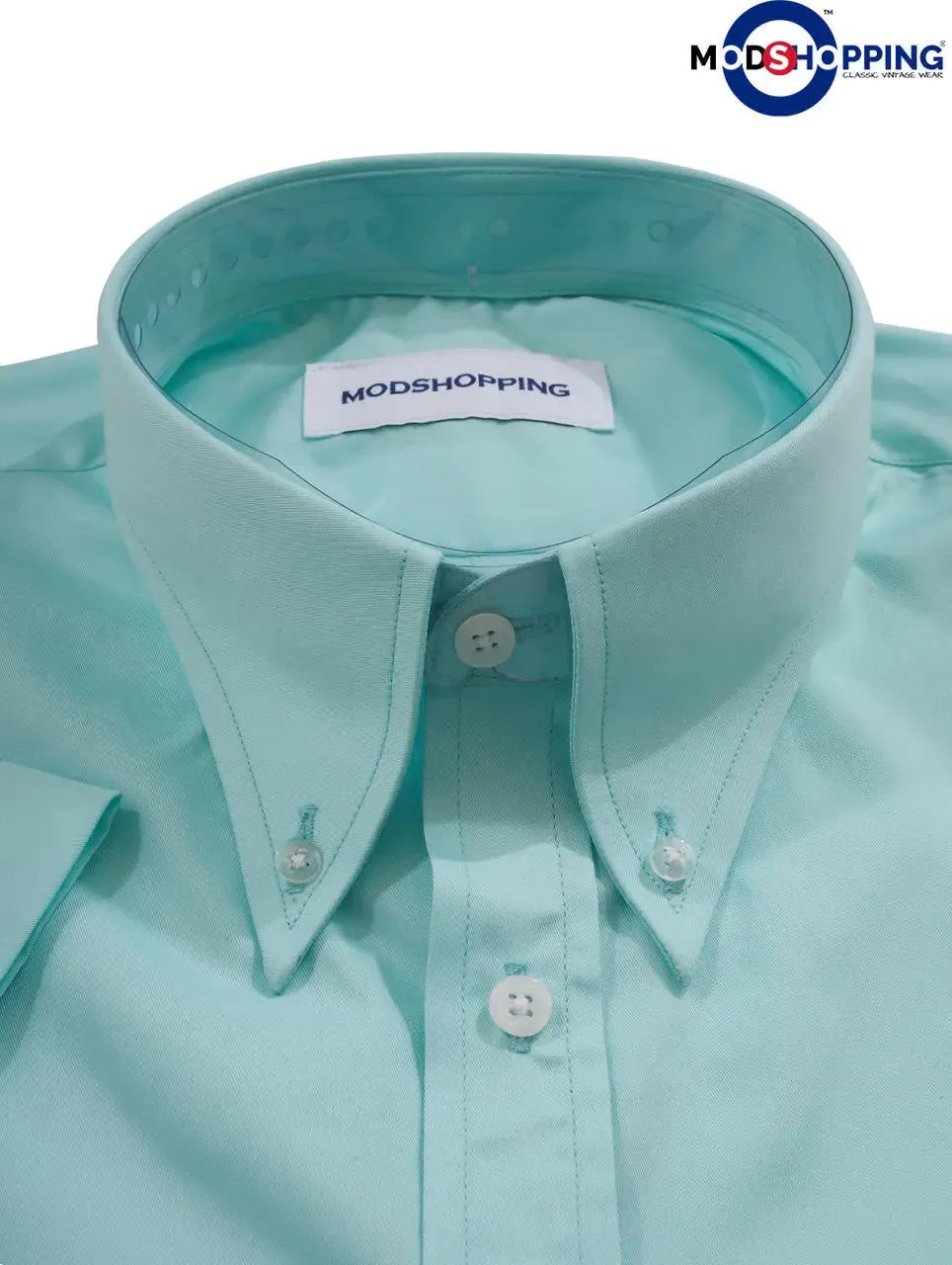 Short Sleeve Shirt | 60S Mod Style Sea Green Color Shirt For Man
