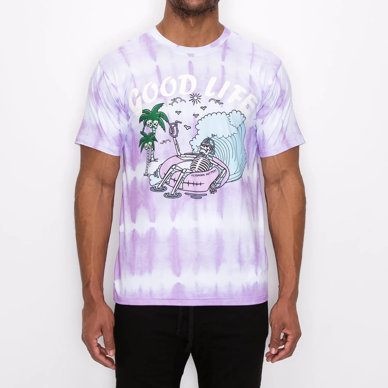 TS7437 SKULL PARTY TIE DYE T-SHIRTS