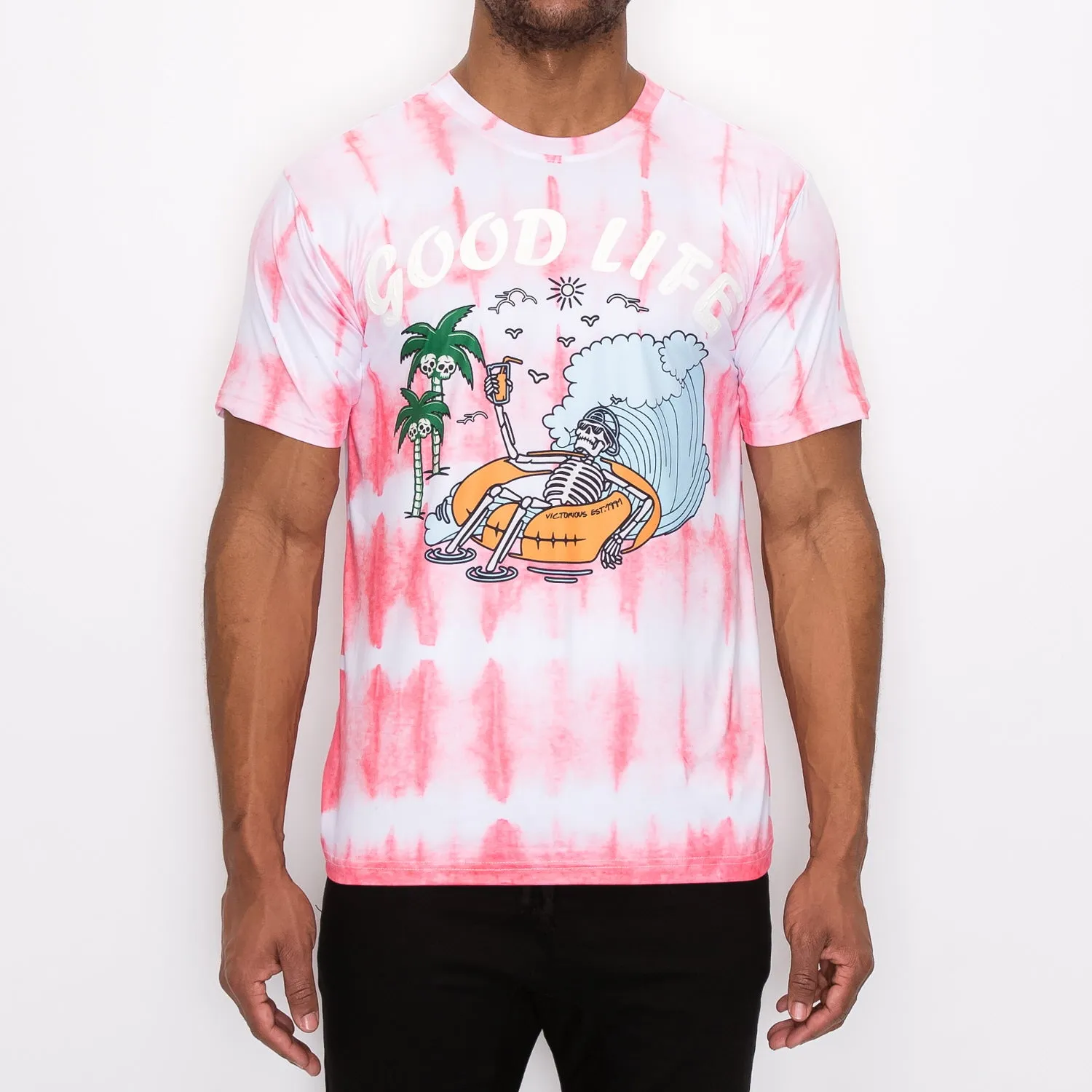 TS7437 SKULL PARTY TIE DYE T-SHIRTS