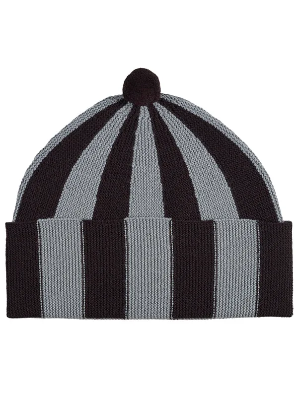 Vertical Stripe Hat Poppy & Oatmeal