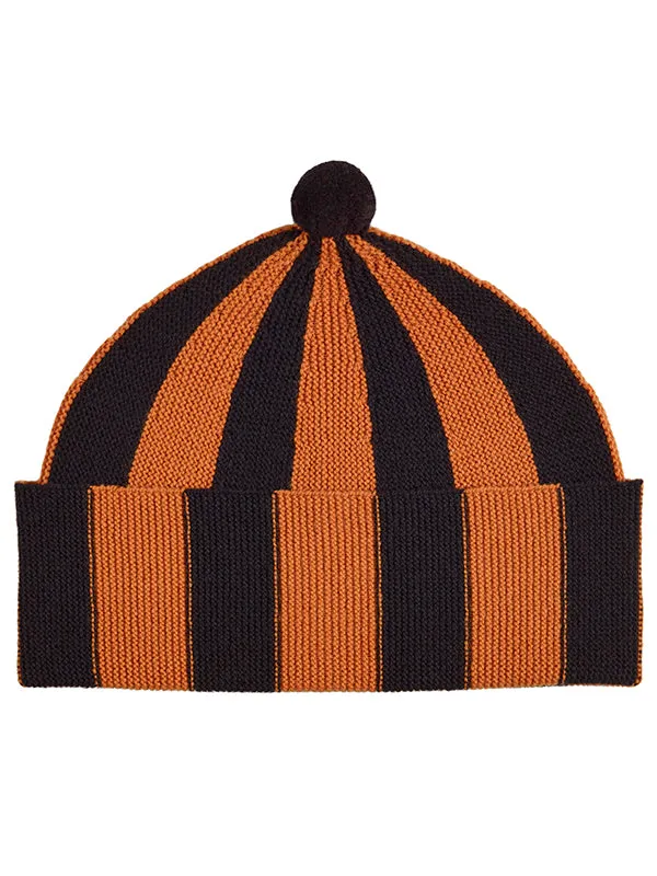Vertical Stripe Hat Poppy & Oatmeal