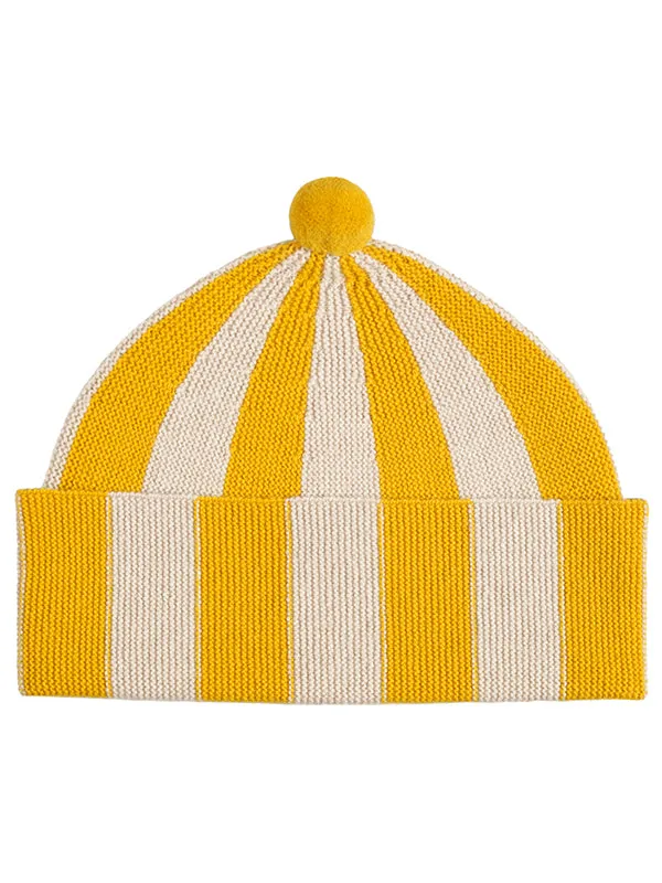 Vertical Stripe Hat Poppy & Oatmeal