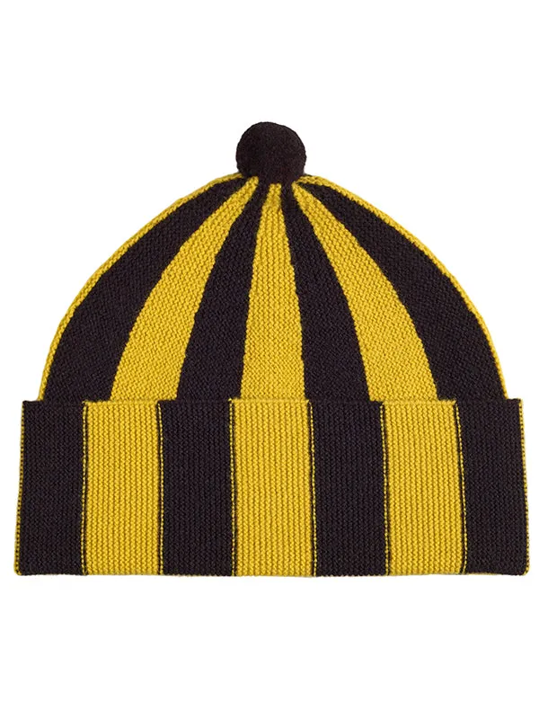 Vertical Stripe Hat Poppy & Oatmeal