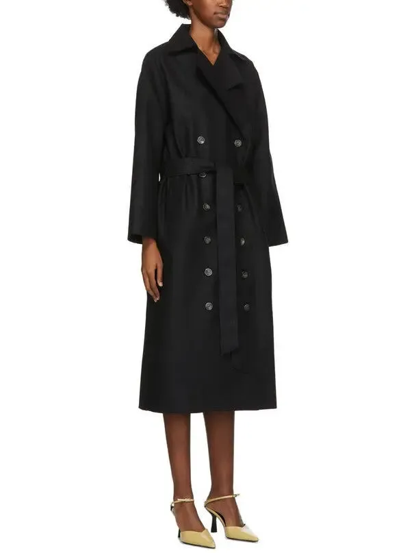 Women’s Black Double-Breasted Wool-Blend Coat