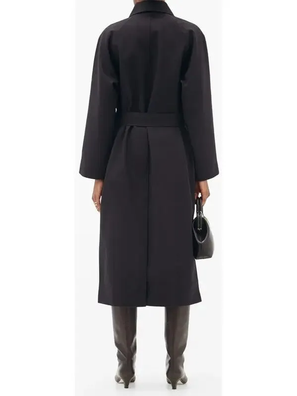Women’s Black Double-Breasted Wool-Blend Coat