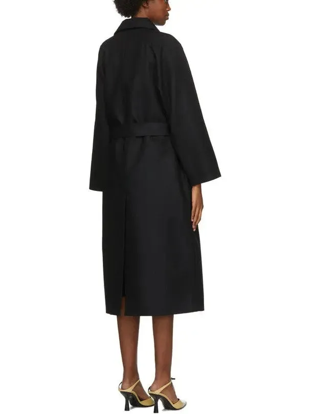 Women’s Black Double-Breasted Wool-Blend Coat