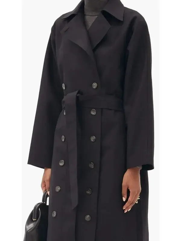 Women’s Black Double-Breasted Wool-Blend Coat