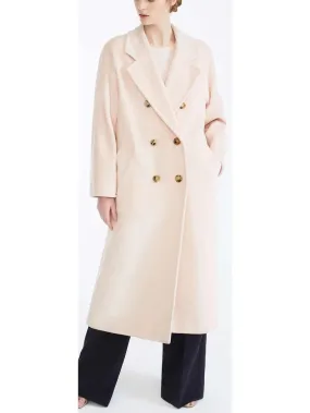 Women’s Double-Breasted Wool and Cashmere-Blend Icon Coat, Light Pink